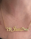 Colar JESUS – Salva, Batiza, Cura e Voltará (banho de ouro 18k e 4 pedras de zircônia) (Cópia)
